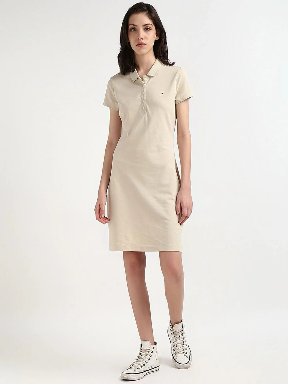 Tommy Hilfiger Classic Polo Shirt Dress in Beige